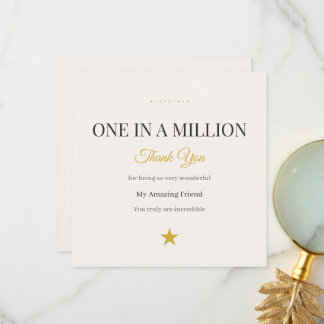 Tarjeta De Agradecimiento One in a Million Thank You Card Elegant Gold 
