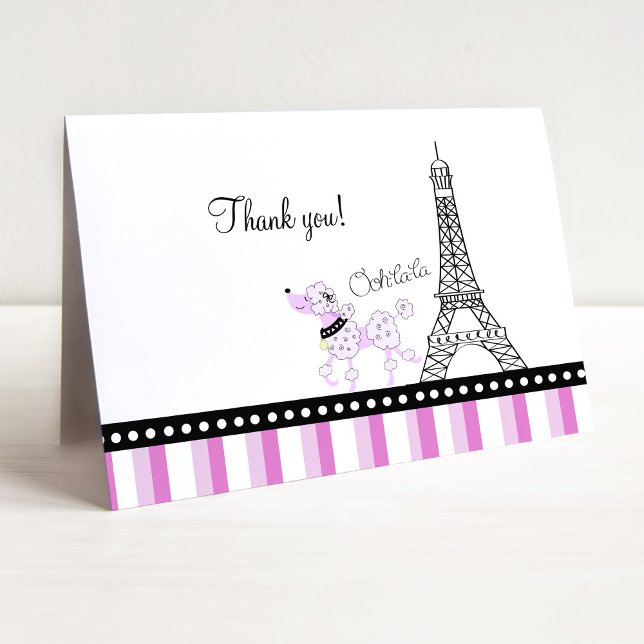 Tarjeta De Agradecimiento Ooh La La Paris French Poodle Eiffel Thank You (Subido por el creador)