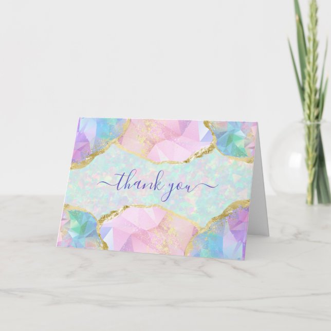 Tarjeta de agradecimiento Opal Gemstone Pastel Iri (Anverso)