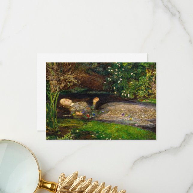 Tarjeta De Agradecimiento Ophelia por John Everett Millais (Anverso/Reverso In Situ)