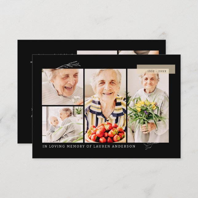 Tarjeta De Agradecimiento Oración de Rejilla de Fotos Simple Memorial Modern (Anverso / Reverso)