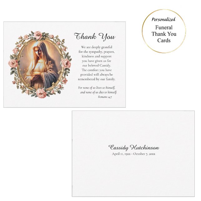 Tarjeta De Agradecimiento Oración Virgen María Rosa Marco Funeral Católico (Subido por el creador)