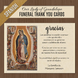 Tarjeta De Agradecimiento Oraciones Fúnebres con Nuestra Señora de Guadalupe
