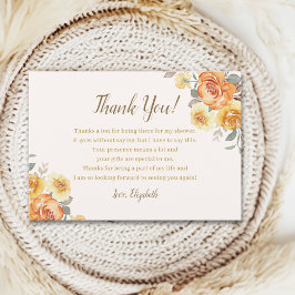 Tarjeta De Agradecimiento Orange Flower-Themed Spring Bridal Shower