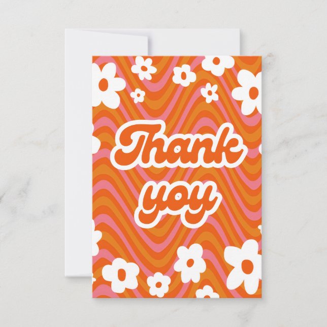 Tarjeta De Agradecimiento Orange groovy thank you card (Anverso)