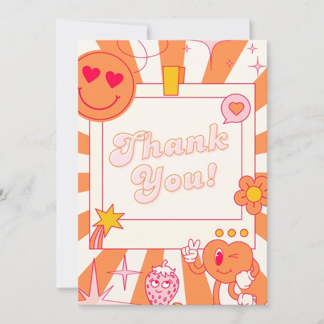 Tarjeta De Agradecimiento Orange groovy thank you card (Anverso)