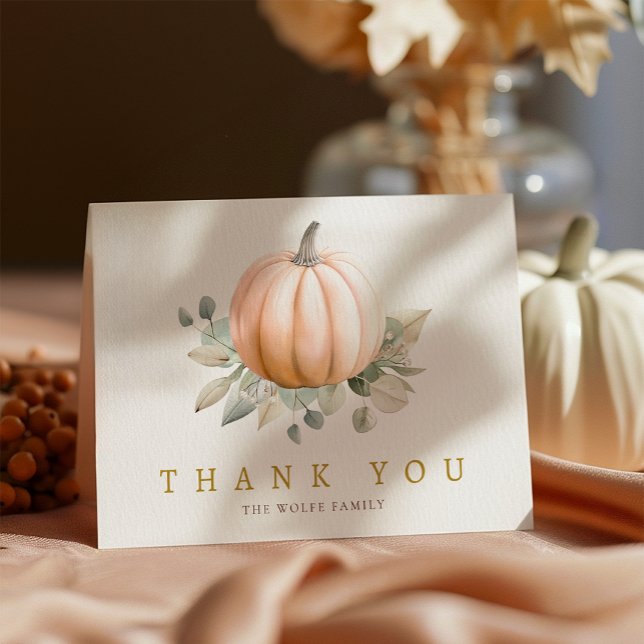 Tarjeta De Agradecimiento Orange Pumpkin Fall Baby Shower Thank You Card (Thank you Card - Blank inside)