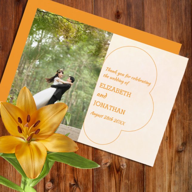 Tarjeta De Agradecimiento Orange Sunset Wedding (Subido por el creador)