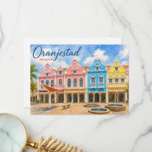 Tarjeta De Agradecimiento Oranjestad Aruba Isla del Caribe Viaje Recuerdo