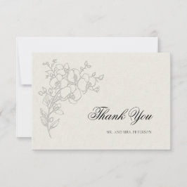Tarjeta De Agradecimiento Orchid Elevated Ecru Formal Traditional Wedding