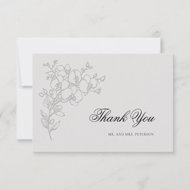 Tarjeta De Agradecimiento Orchid Elevated Ivory Formal Traditional Wedding (Anverso)