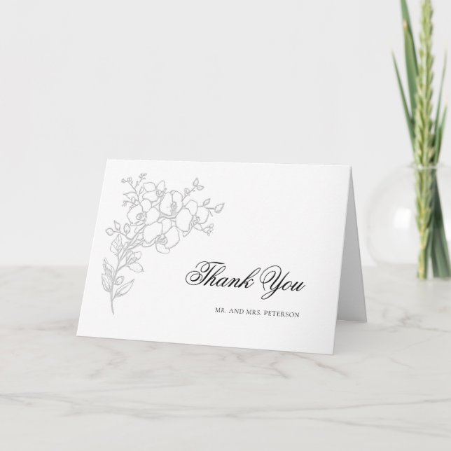 Tarjeta De Agradecimiento Orchid Elevated White Classic Folded Wedding (Anverso)