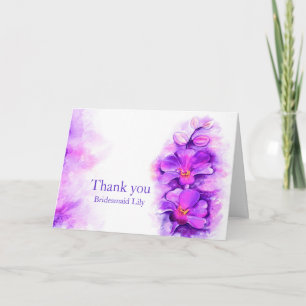 Tarjeta De Agradecimiento Orchid floral purple wedding thank you card
