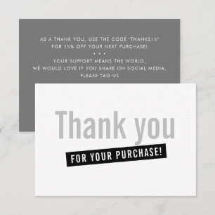 Tarjeta De Agradecimiento ORDEN COMERCIAL INSERTAR gracias moderno gris gris