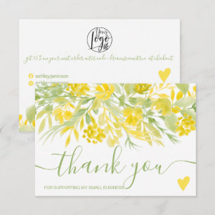 Tarjeta De Agradecimiento Orden de color amarillo verde floral