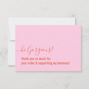 Tarjeta De Agradecimiento ORDEN DE NEGOCIO GRACIAS naranja de inserción rosa