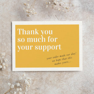 Tarjeta De Agradecimiento ORDEN DE NEGOCIO INSERTAR moda gracias amarillo ám