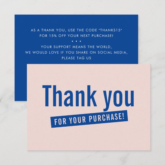 Tarjeta De Agradecimiento ORDEN DE NEGOCIO INSERTAR moderno gracias azul ros (Anverso / Reverso)