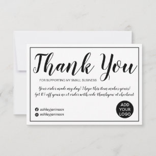 Tarjeta De Agradecimiento Orden minimalista moderno en blanco y negro gracia
