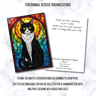 Tarjeta De Agradecimiento Organización de rescate de animales de vidrio empl