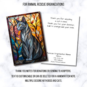 Tarjeta De Agradecimiento Organización de rescate de animales de vidrio empl