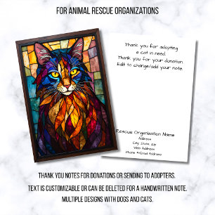 Tarjeta De Agradecimiento Organización de rescate de animales de vidrio empl