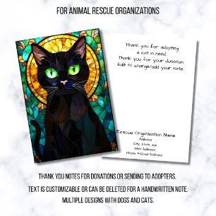 Tarjeta De Agradecimiento Organización de rescate de animales de vidrio empl