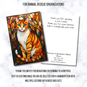 Tarjeta De Agradecimiento Organización de rescate de gatos naranjas de vidri