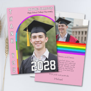 Tarjeta De Agradecimiento Orgullo Gay Estudiantil Arcoíris Rosa Agradecimien