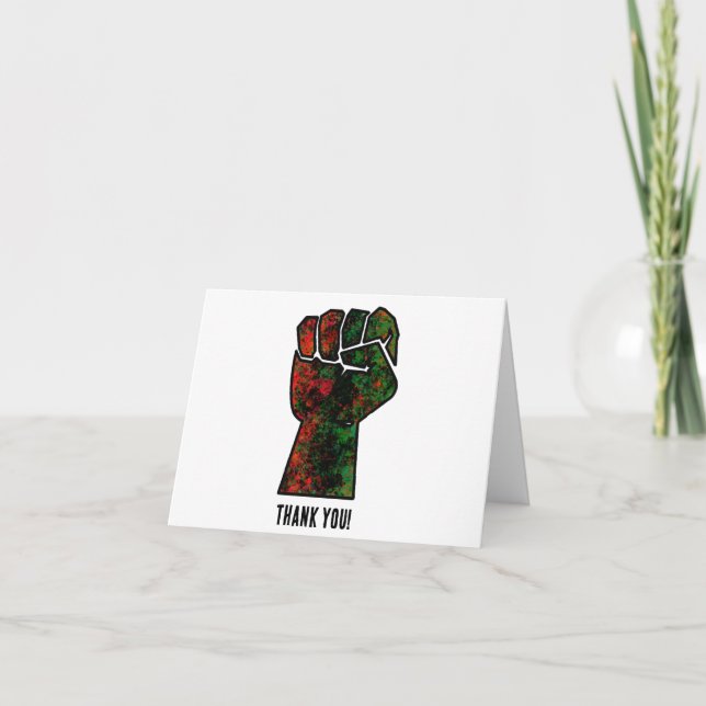 Tarjeta De Agradecimiento orgullo negro puño rojo verde panafricana unidad d (Anverso)
