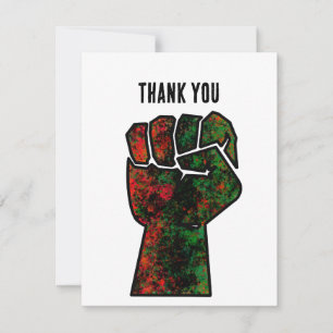 Tarjeta De Agradecimiento orgullo negro puño rojo verde panafricana unidad d