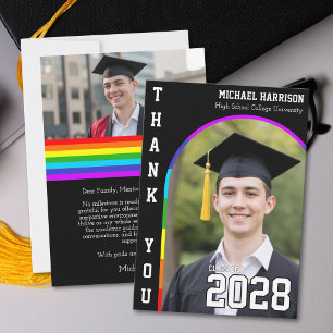 Tarjeta De Agradecimiento Orgulloso Estudiante Gay Arcoíris Graduado Negro G