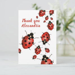 Tarjeta De Agradecimiento Original Ladybug Red White
