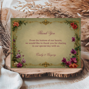 Tarjeta De Agradecimiento Ornamental Floral Vintage