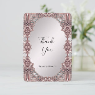 Tarjeta de agradecimiento ornamental rosa