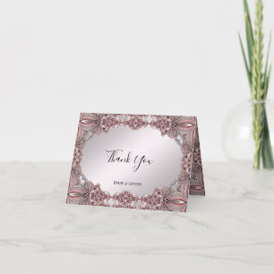 Tarjeta de agradecimiento ornamental rosa