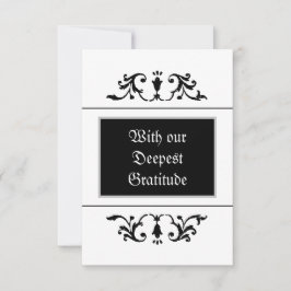 Tarjeta De Agradecimiento Ornamento gótico vintage Boda blanco y negro