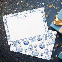 Tarjeta De Agradecimiento Ornamentos Chinoiserie Blue & White de Navidad