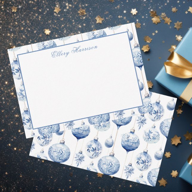 Tarjeta De Agradecimiento Ornamentos Chinoiserie Blue & White de Navidad (Subido por el creador)
