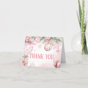Tarjeta De Agradecimiento Ornamentos de Navidad Rosa Baby Shower de invierno