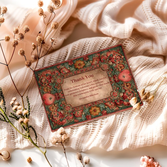 Tarjeta De Agradecimiento Ornate Floral Heart Valentine Party (Subido por el creador)