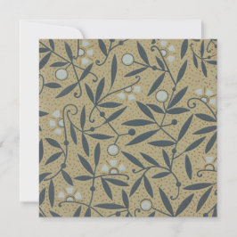 Tarjeta De Agradecimiento Ornate floral pattern with dark blue vines 