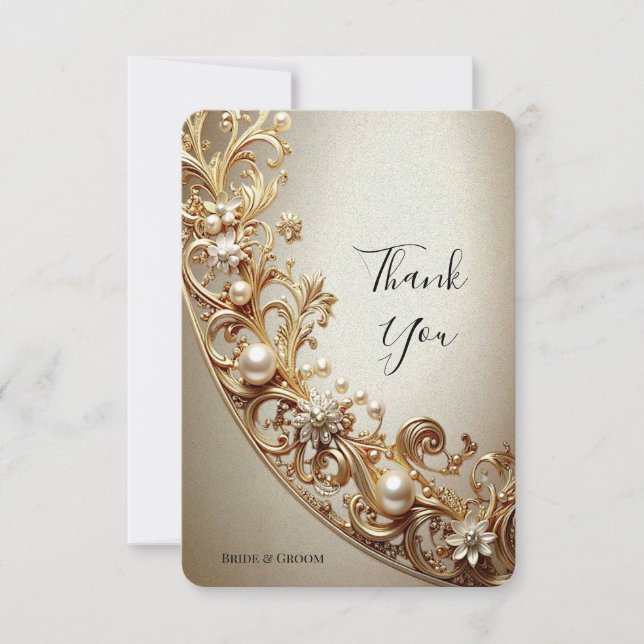 Tarjeta De Agradecimiento Ornate Gold Flourish Thank You Card (Anverso)