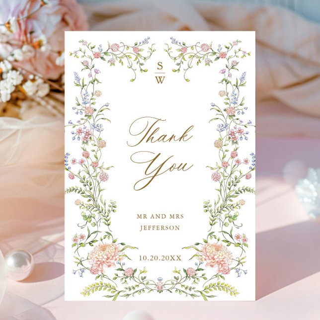 Tarjeta De Agradecimiento Ornate Grace Pastel Rubor Boda Floral Gracias (Subido por el creador)