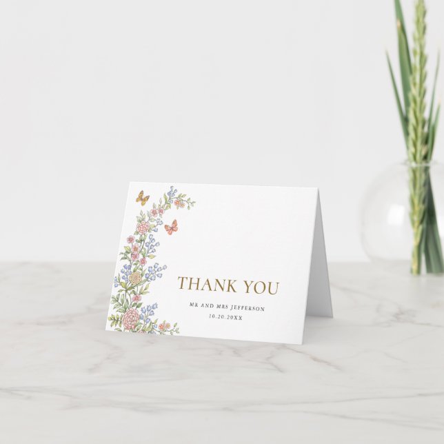 Tarjeta De Agradecimiento Ornate Grace Pastel Rubor Boda Floral Gracias (Anverso)