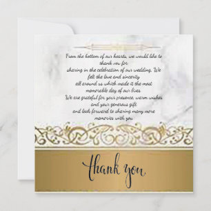 Tarjeta De Agradecimiento Ornate Marbleised Boda Gracias