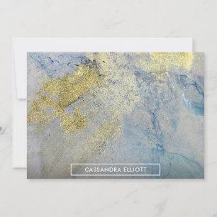 Tarjeta De Agradecimiento Oro Azul Marble Verde Tinta Alcohólica Resumen Art