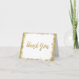 Tarjeta De Agradecimiento Oro Blanco Brillo Falso Gracias