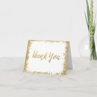 Tarjeta De Agradecimiento Oro Blanco Brillo Falso Gracias