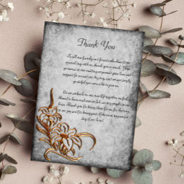 Tarjeta De Agradecimiento Oro Bruñido en Boda de Pergamino Antiguo